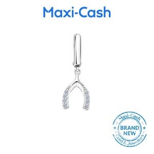 Diamond Wishbone Charm in 18K White Gold