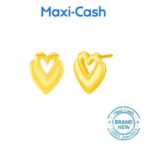 Double Hearts Earrings in 916 Gold