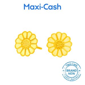 Gold Gerbera Earrings in 916 Gold