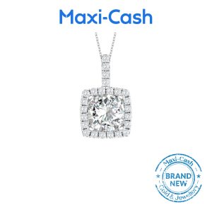 True Carat Diamond Nuevo Square Radiance Pendant in 18K White Gold