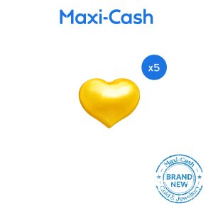 1gm Petite Heart (Gold Bean) in 999 Gold [Bundle of 5 - Bottle Included]