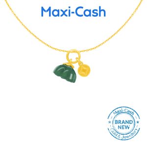 Golden Coin with Lotus Nephrite Pendant in 999 Gold