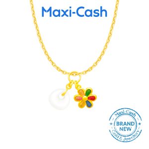 Rainbow Bloom Nephrite Pendant in 999 Gold